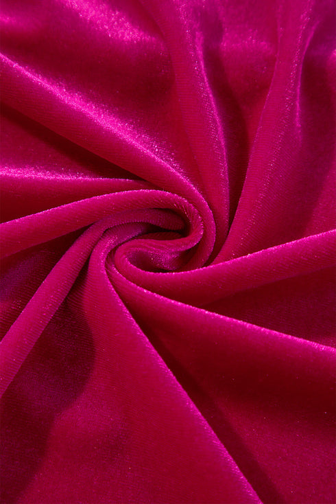 Solid Velvet Ruffled Two Piece Pants Set